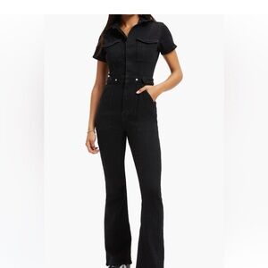 Good American Black Denim Jumpsuit
